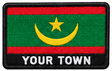 Personalised Mauritania embroidered flag patch with example YOUR TOWN text