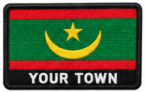 Personalised Mauritania embroidered flag patch with example YOUR TOWN text