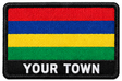 Personalised Mauritius embroidered flag patch with example YOUR TOWN text