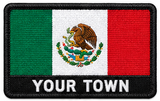 Personalised Mexico embroidered flag patch with example YOUR TOWN text