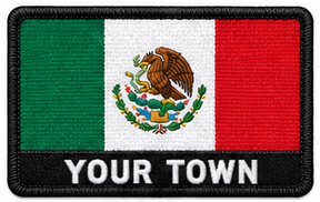 Personalised Mexico embroidered flag patch with example YOUR TOWN text