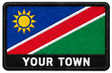 Personalised Namibia embroidered flag patch with example YOUR TOWN text