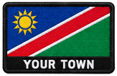 Personalised Namibia embroidered flag patch with example YOUR TOWN text