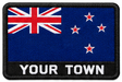 Personalised New Zealand embroidered flag patch with example YOUR TOWN text