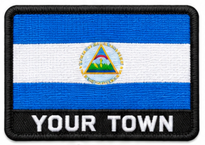 Personalised Nicaragua embroidered flag patch with example YOUR TOWN text
