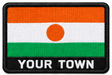 Personalised Niger embroidered flag patch with example YOUR TOWN text