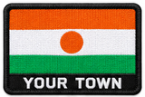 Personalised Niger embroidered flag patch with example YOUR TOWN text