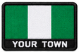 Personalised Nigeria embroidered flag patch with example YOUR TOWN text