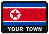 Personalised North Korea embroidered flag patch with example YOUR TOWN text
