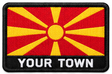 Personalised North Macedonia embroidered flag patch with example YOUR TOWN text