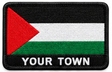 Personalised Palestine embroidered flag patch with example YOUR TOWN text
