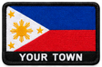 Personalised Philippines embroidered flag patch with example YOUR TOWN text