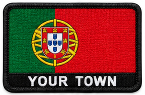 Personalised Portugal embroidered flag patch with example YOUR TOWN text