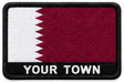 Personalised Qatar embroidered flag patch with example YOUR TOWN text