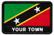 Personalised Saint Kitts and Nevis embroidered flag patch with example YOUR TOWN text