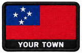 Personalised Samoa embroidered flag patch with example YOUR TOWN text