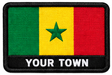 Personalised Senegal embroidered flag patch with example YOUR TOWN text