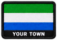 Personalised Sierra Leone embroidered flag patch with example YOUR TOWN text