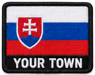 Personalised Slovakia embroidered flag patch with example YOUR TOWN text