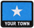 Personalised Somalia embroidered flag patch with example YOUR TOWN text
