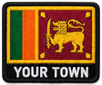 Personalised Sri Lanka embroidered flag patch with example YOUR TOWN text