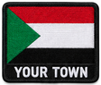 Personalised Sudan embroidered flag patch with example YOUR TOWN text