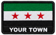Personalised Syria embroidered flag patch with example YOUR TOWN text