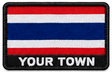 Personalised Thailand embroidered flag patch with example YOUR TOWN text