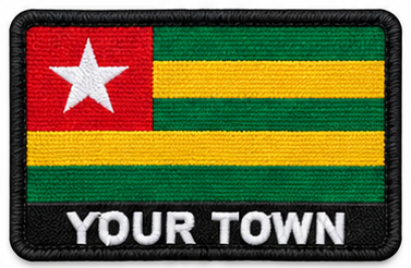 Personalised Togo embroidered flag patch with example YOUR TOWN text