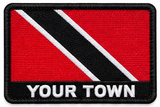 Personalised Trinidad and Tobago embroidered flag patch with example YOUR TOWN text