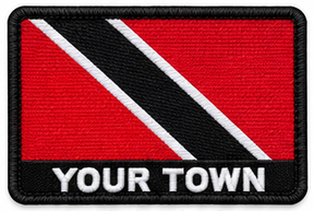 Personalised Trinidad and Tobago embroidered flag patch with example YOUR TOWN text