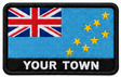 Personalised Tuvalu embroidered flag patch with example YOUR TOWN text