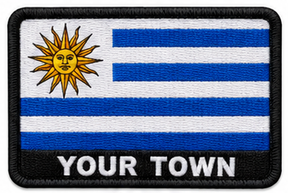 Personalised Uruguay embroidered flag patch with example YOUR TOWN text