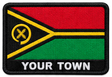 Personalised Vanuatu embroidered flag patch with example YOUR TOWN text