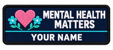 Mental Health Matters personalised medical embroidered patch, name along the bottom, 90 x 40mm