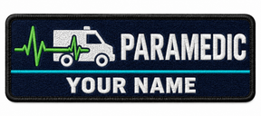 Paramedic personalised medical embroidered patch, name along the bottom, 90 x 40mm