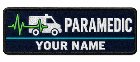 Paramedic personalised medical embroidered patch, name along the bottom, 90 x 40mm