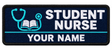 Student Nurse personalised medical embroidered patch, name along the bottom, 90 x 40mm