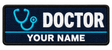 Doctor personalised medical embroidered patch, name along the bottom, 90 x 40mm