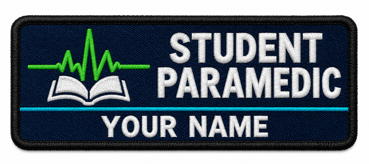 Student Paramedic personalised medical embroidered patch, name along the bottom, 90 x 40mm