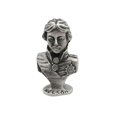 English made pewter Admiral Lord Nelson bust ornament front view with named base