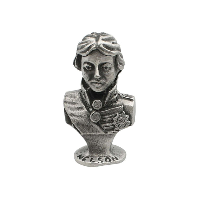 English made pewter Admiral Lord Nelson bust ornament front view with named base