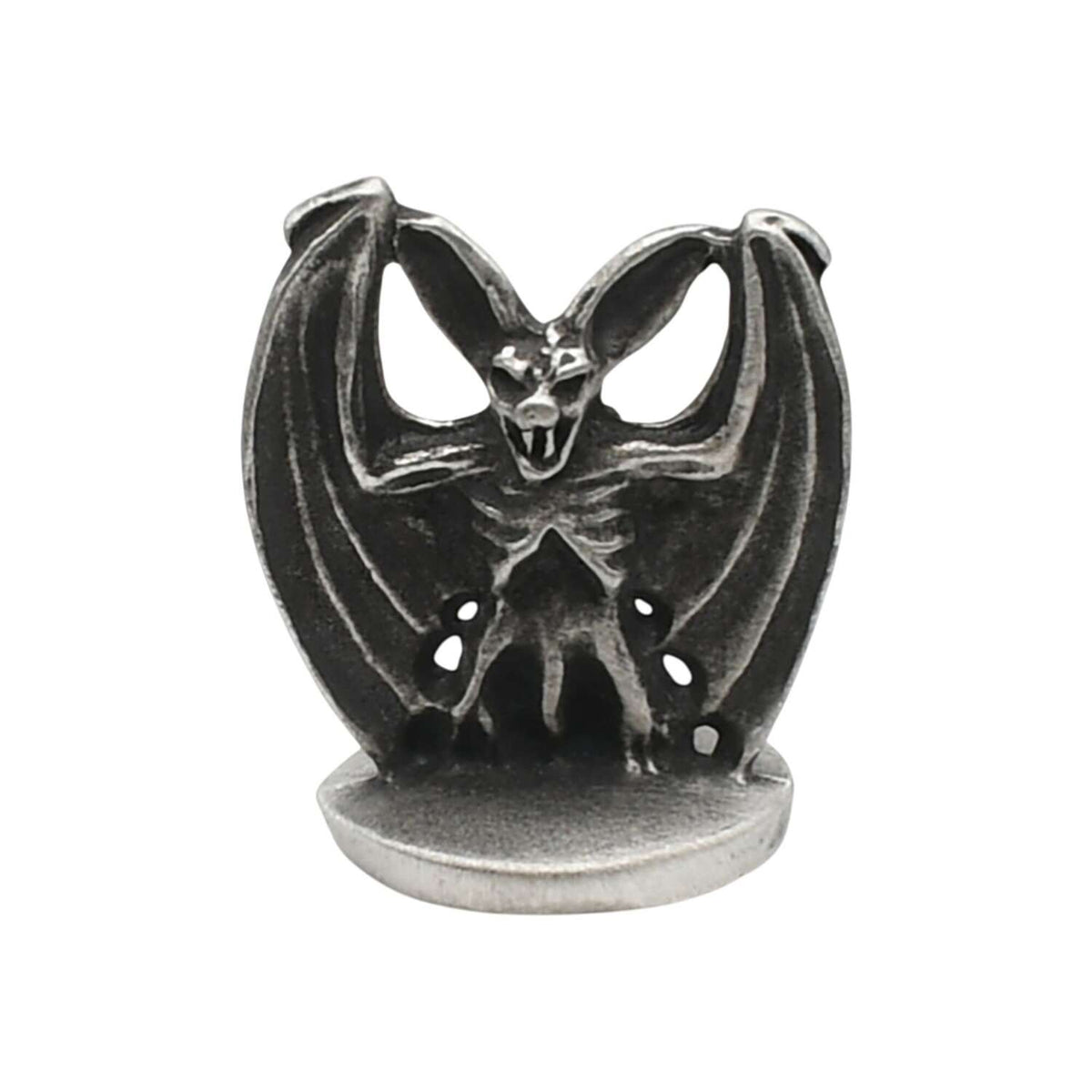 English made pewter bat ornament front with outstretched wings