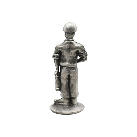 English made pewter coal miner ornament rear view