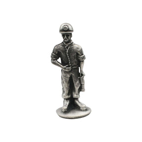 English made pewter coal miner ornament front view