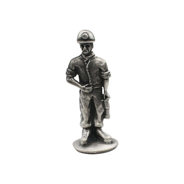 English made pewter coal miner ornament front view