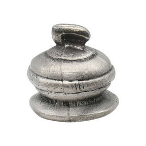 Pewter curling stone ornament front view