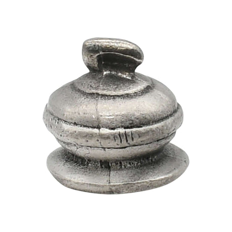 Pewter curling stone ornament front view