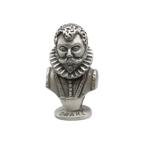 English made pewter Sir Francis Drake bust ornament front view