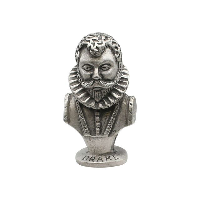 English made pewter Sir Francis Drake bust ornament front view